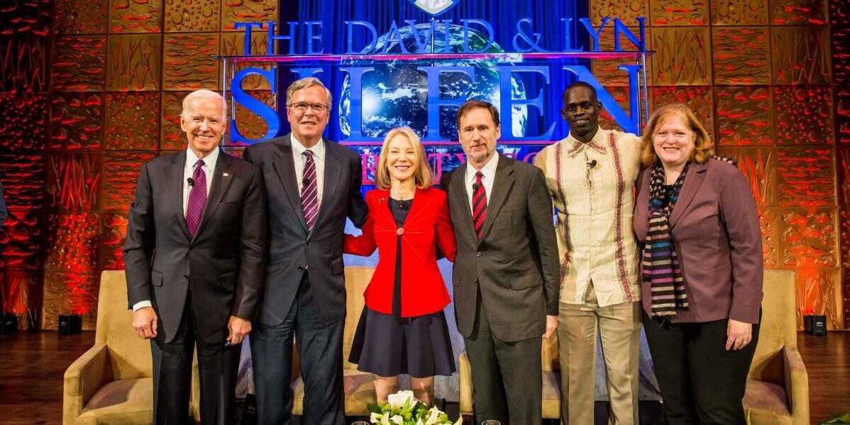 2018 Silfen Forum six panelists standing on stage